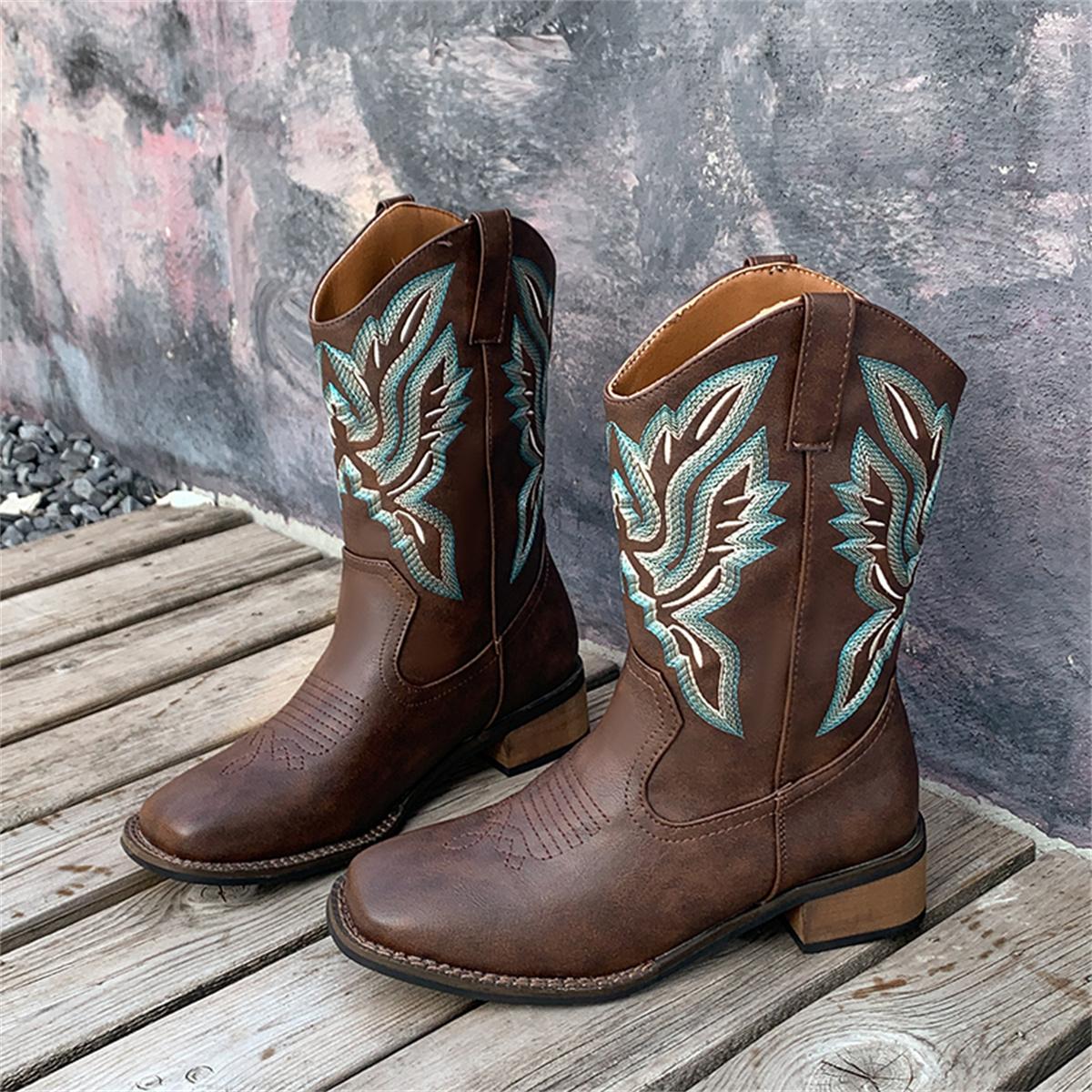 

TUINANLE Fashion Women Mid Calf Boots Female Platform Boots Leather Autumn Shoes Cool 35 темно-коричневого