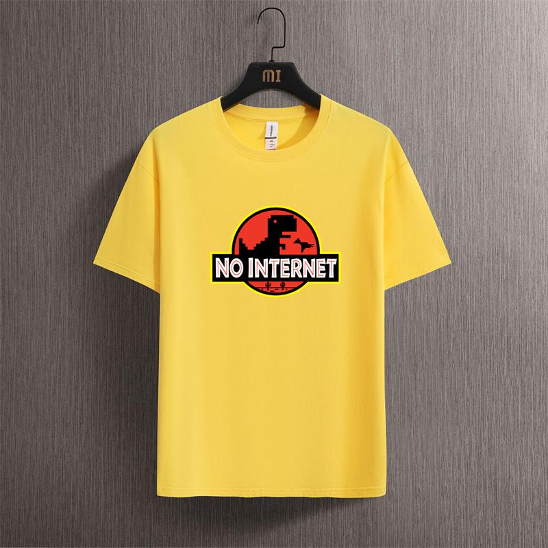 Cartoon Dinosaur tee shirt Printed No internet T shirt men dino tshirt funny Harajuku Tops Jurassic offline park Women's t-shirt