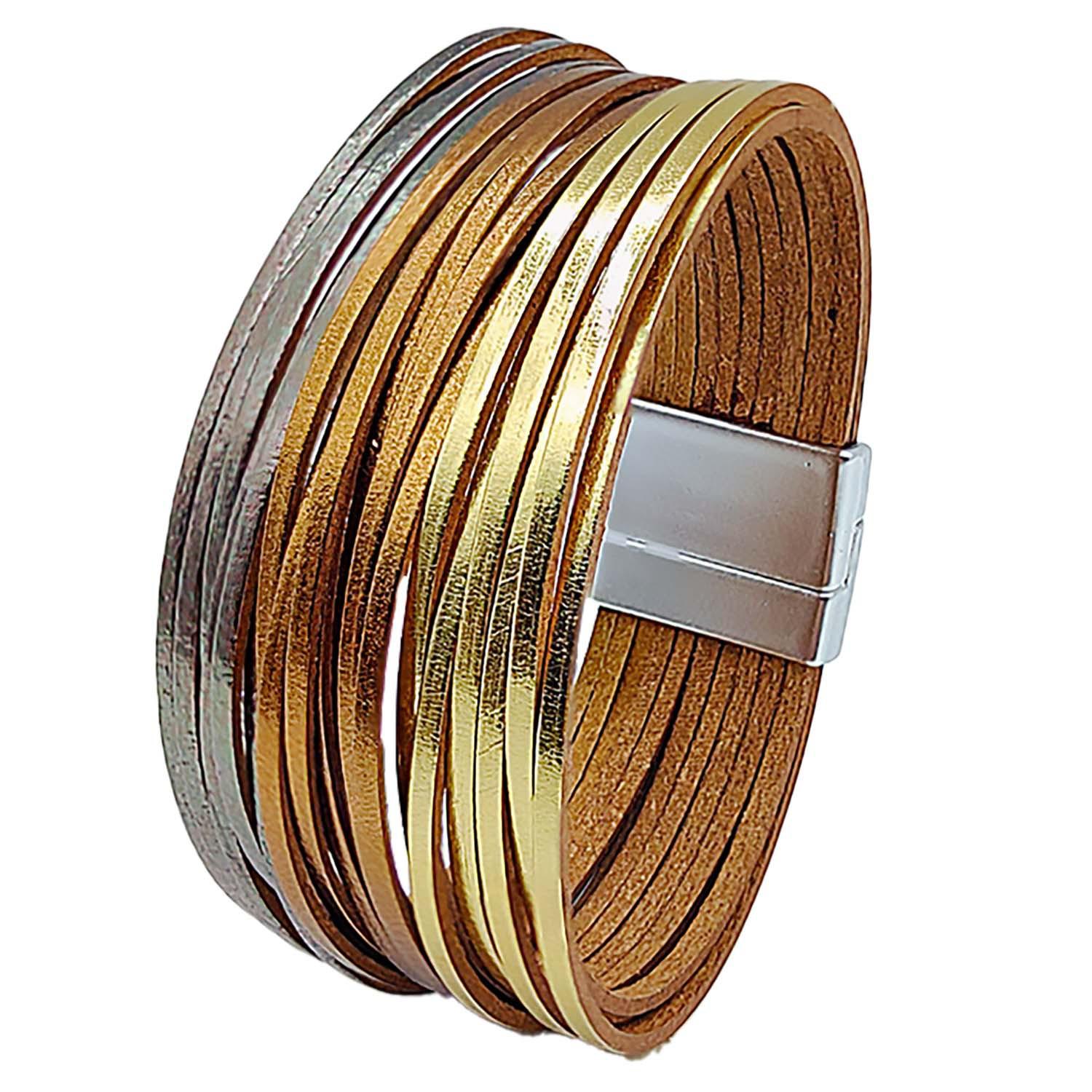 

Кожаные браслеты для женщин Многослойные полоски в стиле бохо с широкой оберткой Ювелирные аксессуары