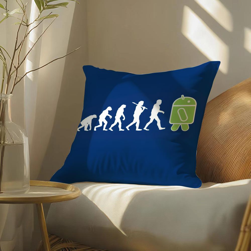 Cool A-Android Cushion Cover Soft Short Plush Pillow Cover Smooth Cozy Texture Aesthetic Cushion Case Home Decor