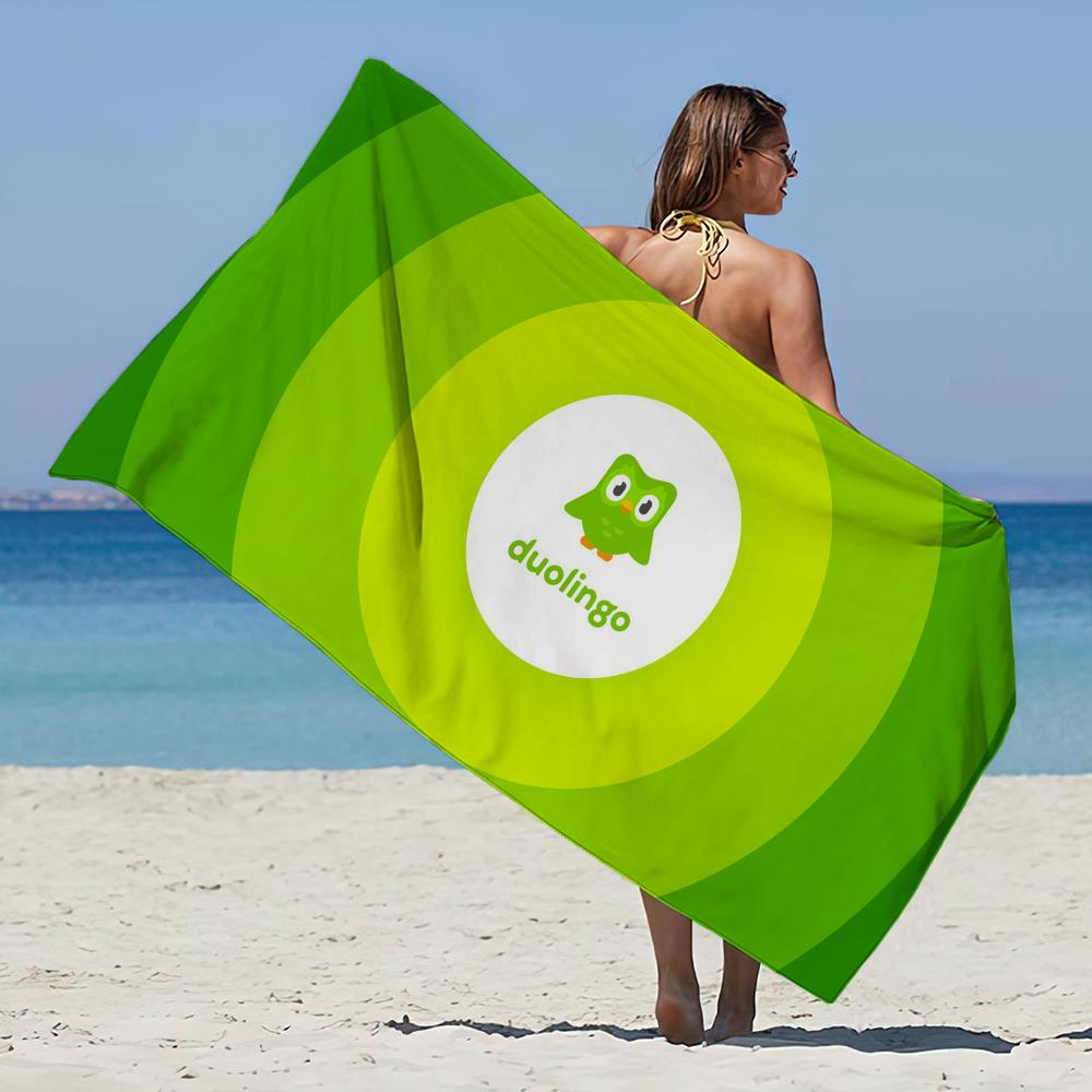Cartoon D-Duolingo AI Towel Beach Towel Oversized Quick Dry Towel Absorbent Soft Swim BeachTowels for Men Women