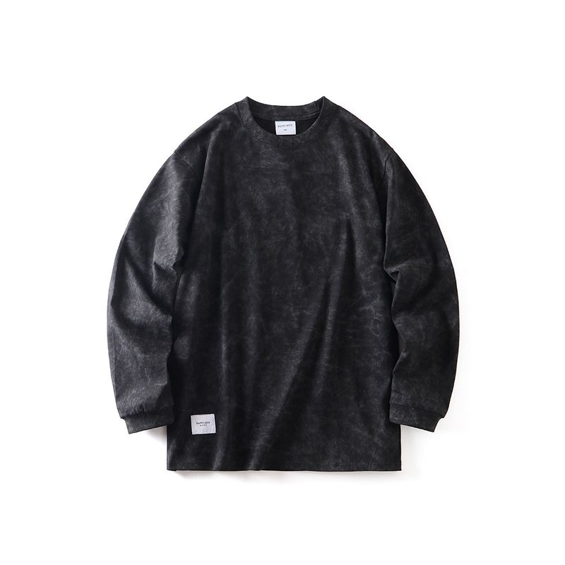 American Retro 300g Heavyweight Pure Cotton Washed Vintage Tie-Dye T-Shirt Men's Long-Sleeve Base Shirt Export Men's Clothing Tee