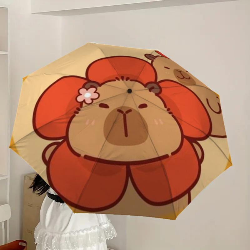 1pc Flower Capybara Automatic Open/Close Umbrella, Folding Compact Umbrella with Lightweight Design for Women/Men yy251011052