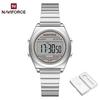 Naviforce Original Women Digital Watch Stainless Steel Strap Waterproof Calendar Chronograph Night Pattern Lady Girl Casual Fashion Watch NF5066