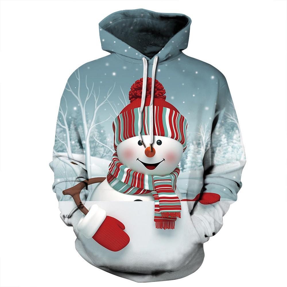 Höst Vinter Stor Julserie Mönster Hoodie Varm Bekväm Herr Julstämning Casual Hoodie