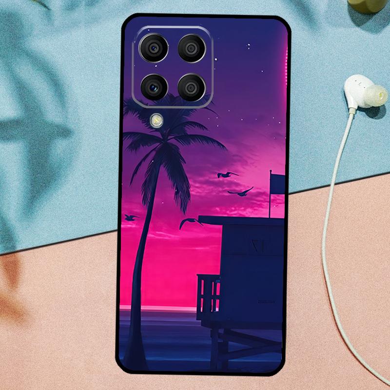 

80s Retrowave Neon Palms Tree For Samsung Galaxy M33 M35 M55 M15 M12 M13 M14 M34 M54 M53 M21 M31 M11 M32 M52 M06 M16 Case Samsung M13 4G
