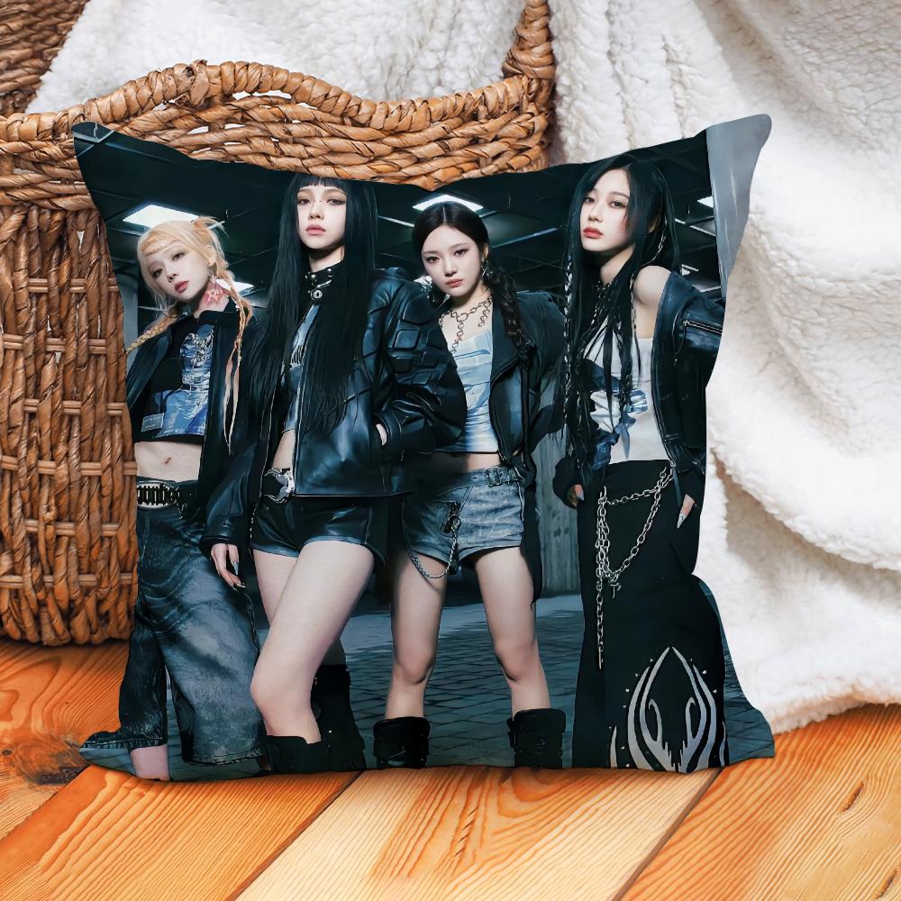 Kpop Style A-Aespa Pillow Case Home Decoration Cushion Cover Suitable For Office Sofa Bedroom Car