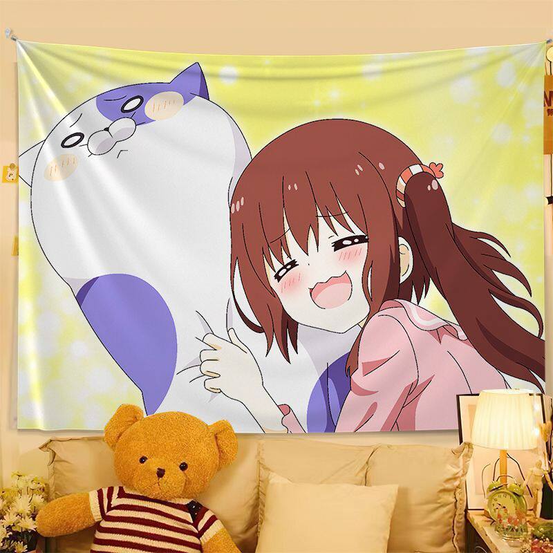 Cute Anime Print Tapestry Wall Hanging Anime Poster Bedroom Backdrop Wall Art Dorm Home Decor
