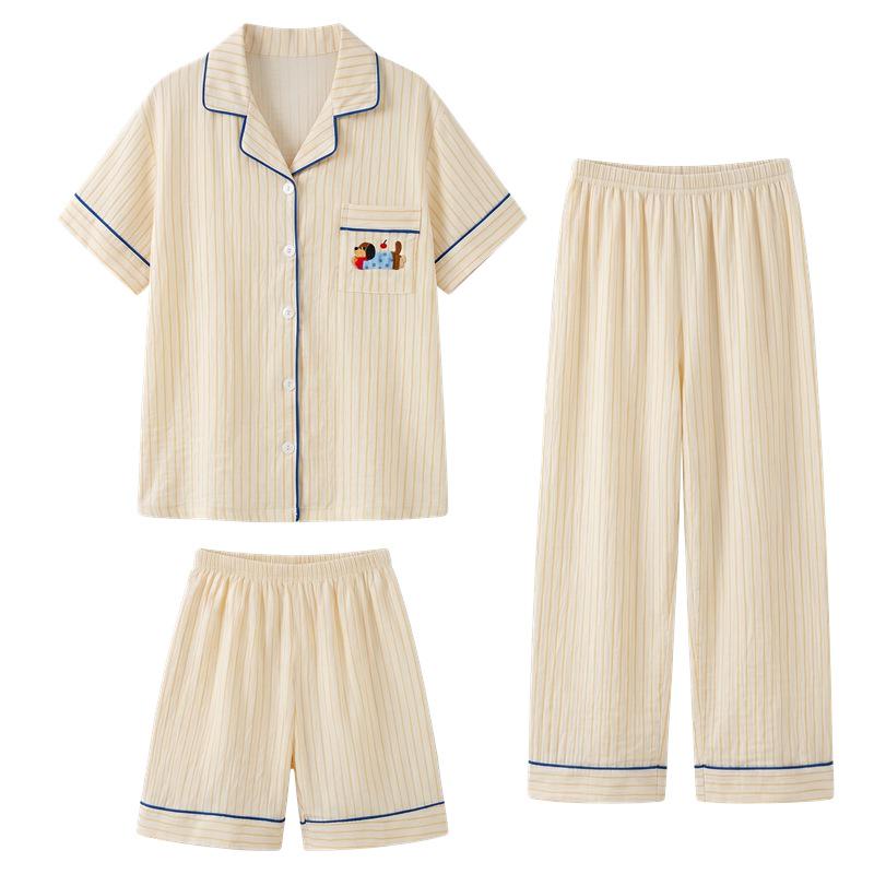 Boys' Thin Cotton Pajamas 3-Piece Set - Spring/Summer 2026