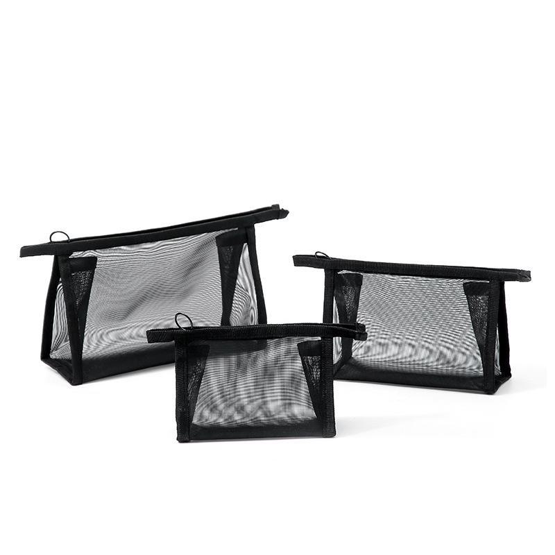 Custom Logo Portable Nylon Mesh Makeup Bag - Small Transparent Cosmetic and Lipstick Storage
