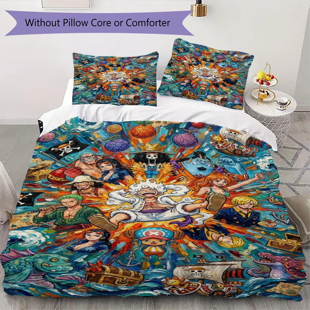 

One Piece Pattern Bedding uilt Set uilt Cover Pillowcase Home Decoration Birthday Gift (1 * duvet cover + 2 * pillowcase without core) 135x200cm