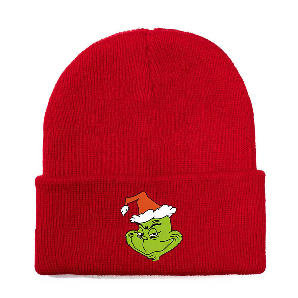 The Grinch Print Knit Hat With Earmuff Protection For Winter Warmth And Unisex Use