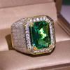 Emerald Zircon Jewelry Ring - Fashionable Unisex European-American Design