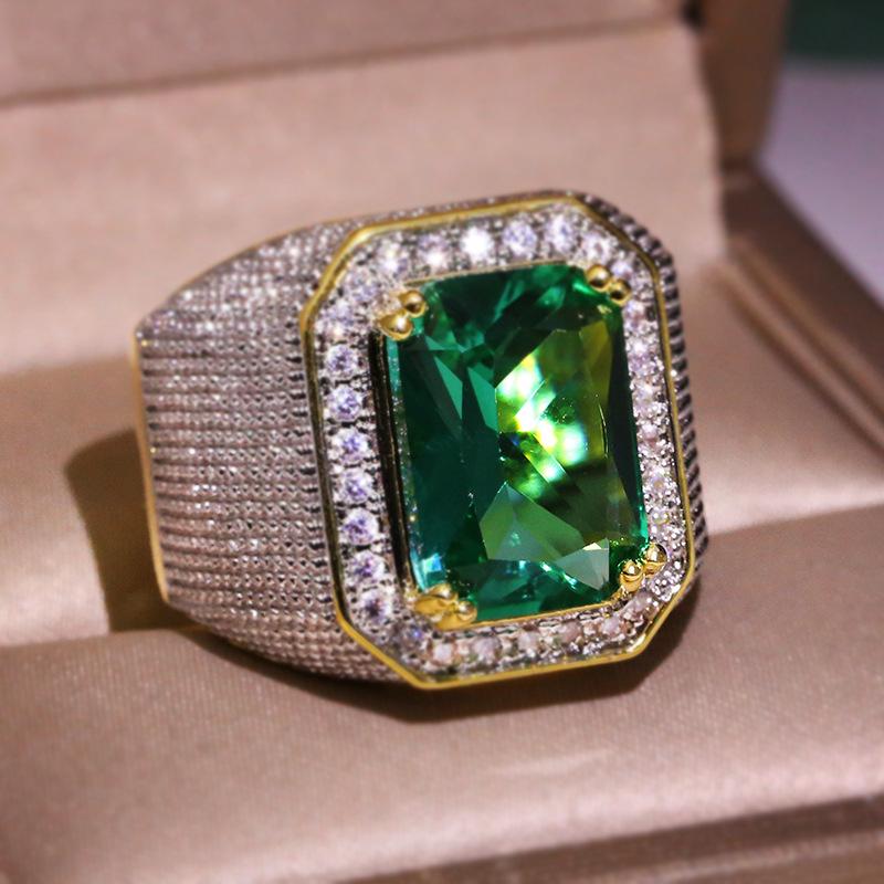 Emerald Zircon Jewelry Ring - Fashionable Unisex European-American Design
