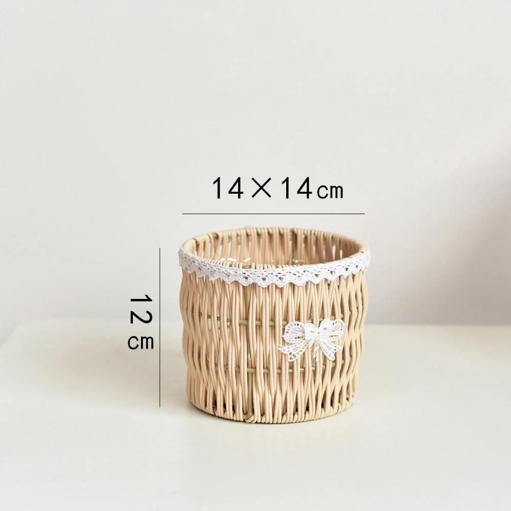 Imitation Rattan Handheld Bride Basket Decorative Vegetable Fruit Storage Basket  Photo Prop D