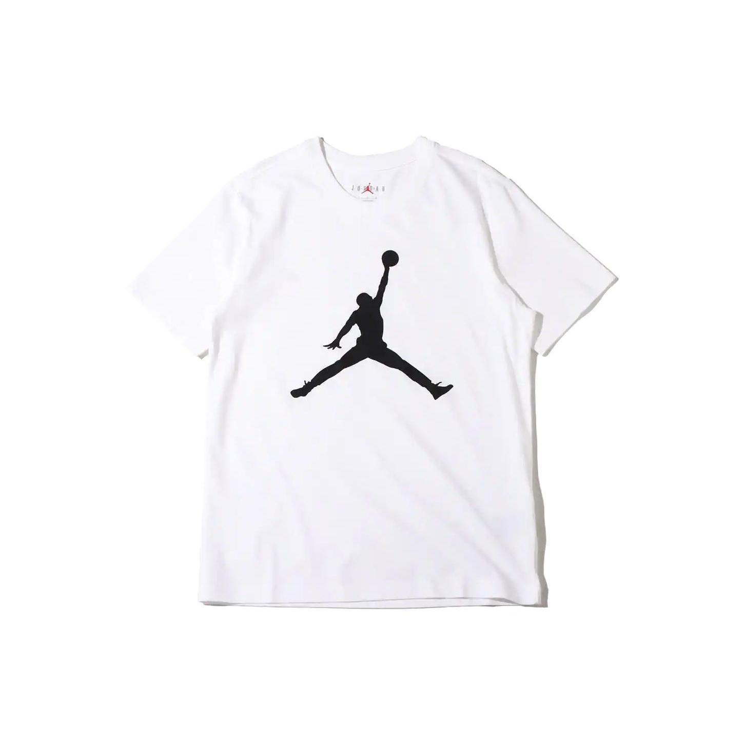 Men s Air Jordan SS22 Logo Pattern Printing Round Neck Short Sleeve White T-Shirt CJ0922-100 XL