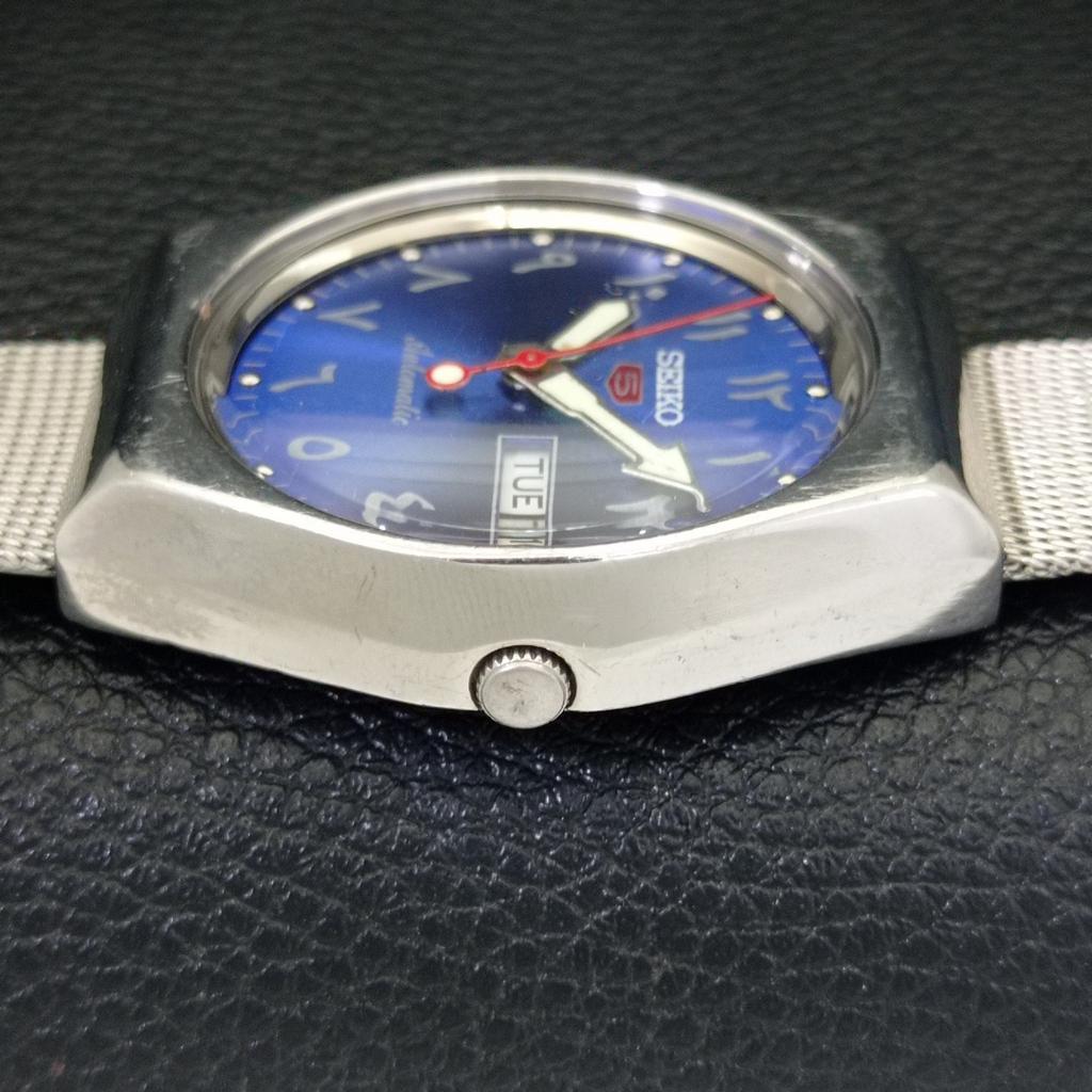 VINTAGE SEIKO 5 AUTOMATIC 6309A JAPAN MENS ARABIC BLUE DIAL WATCH A702658-1