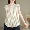 Kurzarm Oversize Baumwolle Pünktchen Vintage Hemden & Blusen für Bluse Lässig locker Sommer Oberteile Damen Knopfleiste Hemd