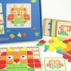 Wooden Puzzle Blocks Colorful Shape Pattern Montessori Tangram Educational Toys Educational Geometric Blocks with Cards for Kids