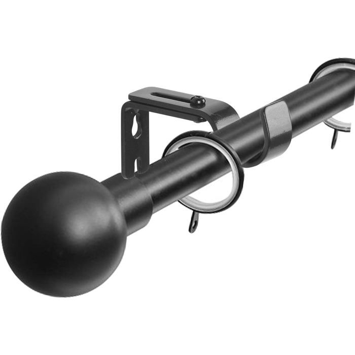 Lot de 4 supports muraux réglables pour tringle à rideau en acier inoxydable noir - Ø int. 25,4 mm, charge 20 kg