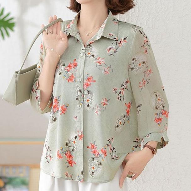 Frühling Sommer Hemd Blumenmuster Damen Neu Locker Oberteil