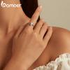 BAMOER 925 Sterling Silver Blue Synthetic Opal Devil's Eye Finger Ring Cubic Zirconia for Women Anniversary Gift Jewelry