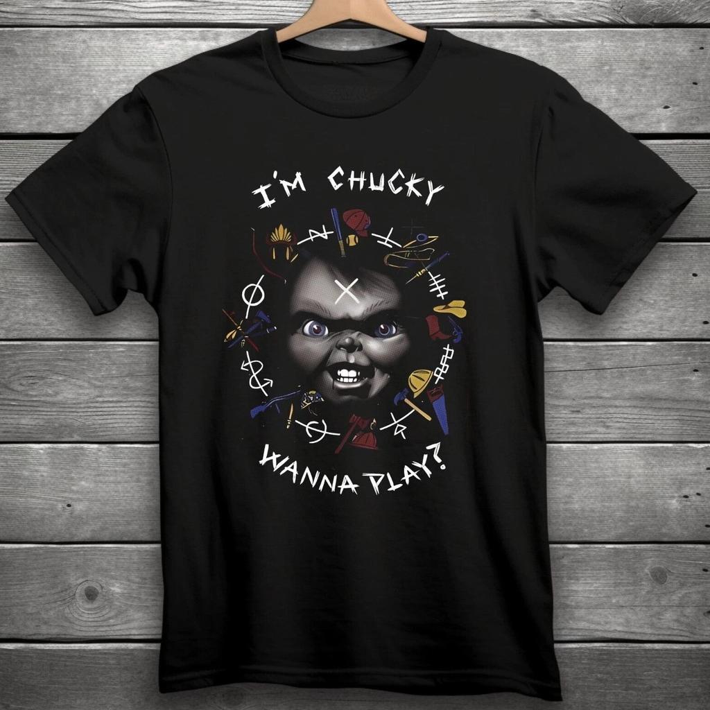 I'm Chucky Wanna Play? Horror Movie T-Shirt Black S-3XL Chucky