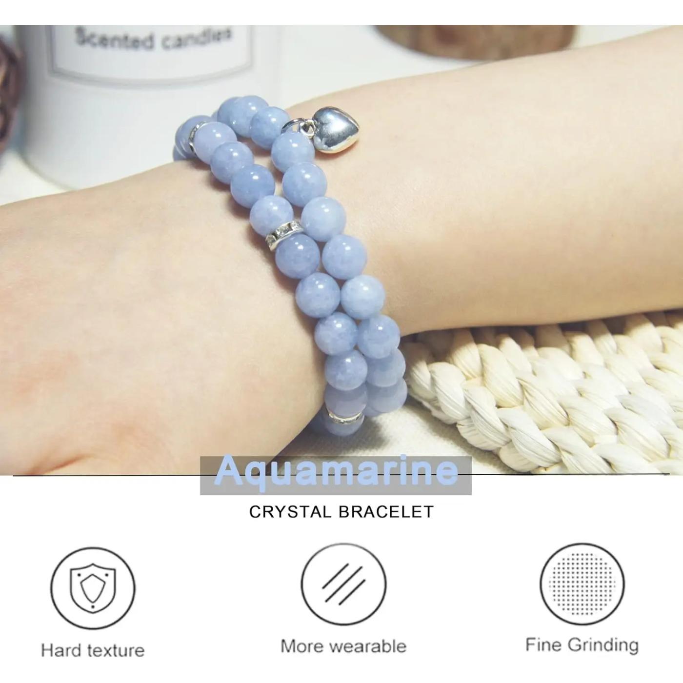 2Pcs Healing Crystal Bracelets for Women Handmade Beaded Bracelet Healing Prayers Crystal 8mm Natural лазурит
