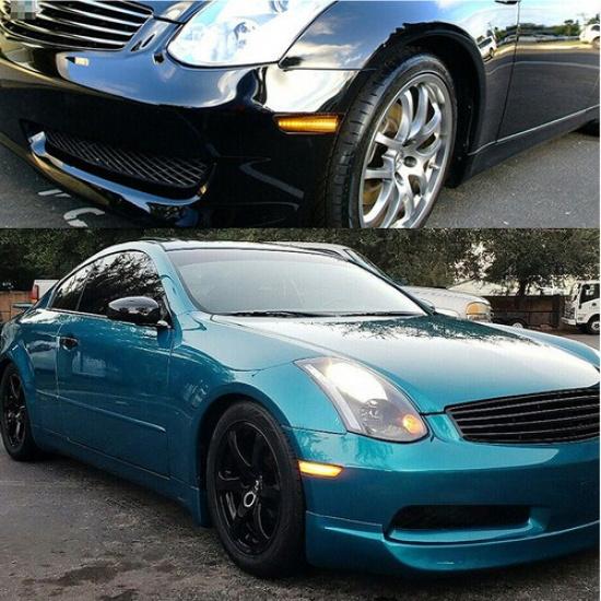 For 03-07 INFINITI G35 Couple Smoked Lens Bumper Side Marker Light Side Lamp EXV