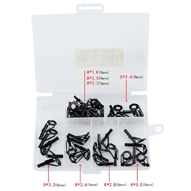 40Pcs Rod Tip Ceramic Guide Rings Fishing Rod Tip Guides Replacement Kits Rod Eyelet Rod Tip Repair Kits Easy to Use