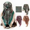 90Cm Silk Scarf Women's Headscarf Cashew Flower Shawl European and American Cross-border Retro Paisley Square Scarf Headscarf