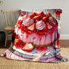 A Strawberry Cake Topped with Whole Berries, Whipped Cream, and Syrup. for All Seasons Blanket Lunch Break Throw Gift