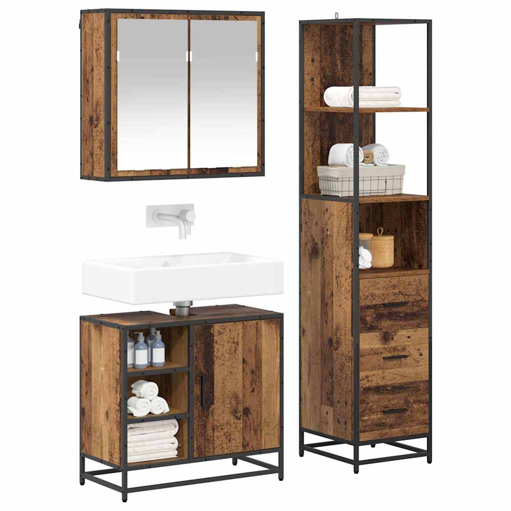 Bathroom Furniture Set 3 pcs Reclaimed Wood 65 x 33 x 60 cm