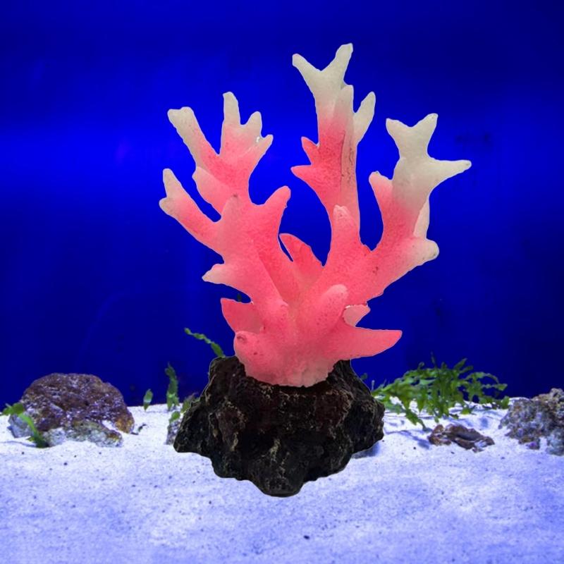 Aquarium Landscape Fluorescent Coral Simulation Coralreef Fish Tanks Decoration Aquatic Pet Landscaping Plant Figurine