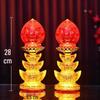 Electric Candle God of Wealth Offering Lamp: Lotus/Buddha Design, Battery-Powered, Ever-Burning for Home Altars.