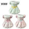 Desk Organizer Bow Dress Pencil Cup, Ceramic Organizer, Cute Makeup Stationery Brush Holder for Girls Room, Office Gift Women