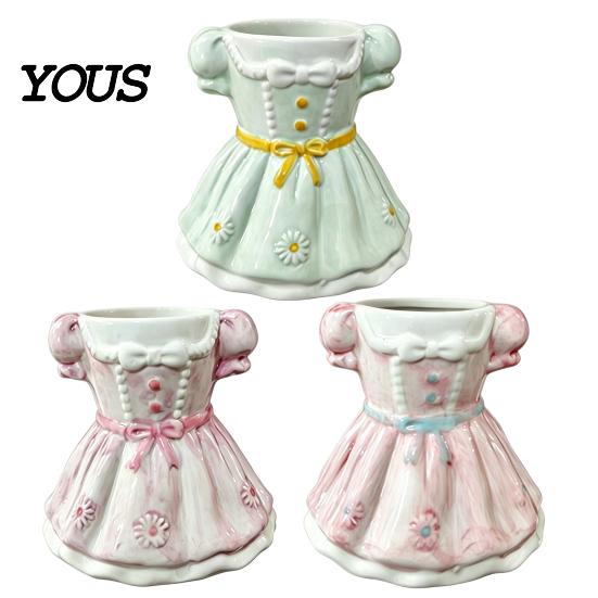 Desk Organizer Bow Dress Pencil Cup, Ceramic Organizer, Cute Makeup Stationery Brush Holder for Girls Room, Office Gift Women