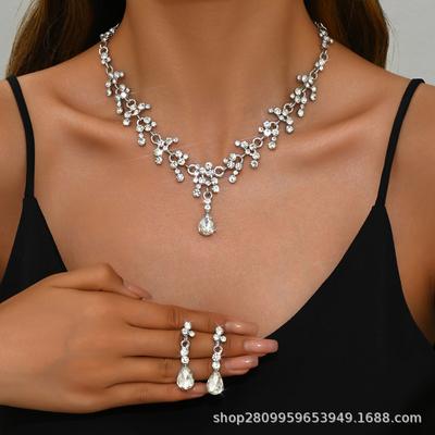 Bridal Accessories Water Drop Necklace Earrings Set Wedding Jewelry Knot Wedding Accessories