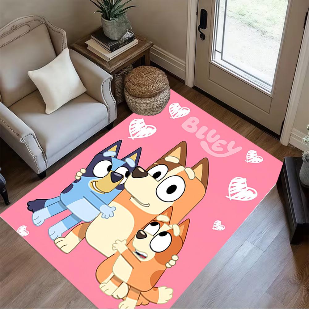 Bluey Family Adventure Carpet Design for Foyer Decorate Room Bedrooms Dormitory Anti-slip Rug Office Home Decor Gift for Festivals