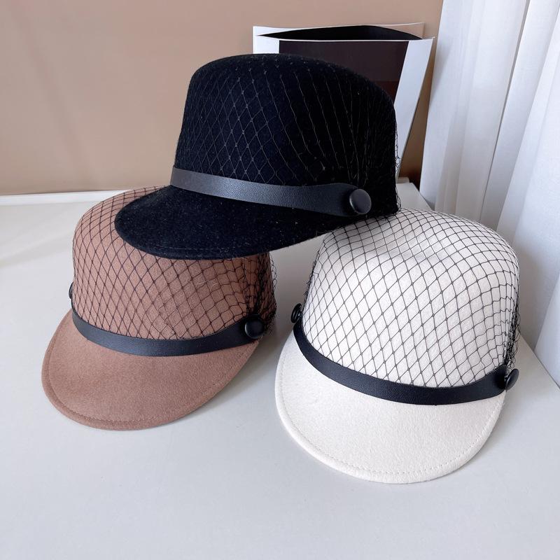 Toamnă iarnă nouă pălărie albă de lână ecvestră doamnă temperament fire net liber cumpărături joacă pălărie cavaler pălărie la modă