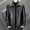 New leather jacket men's lapel collar fleece thickened cold-proof and warm autumn and winter jacket