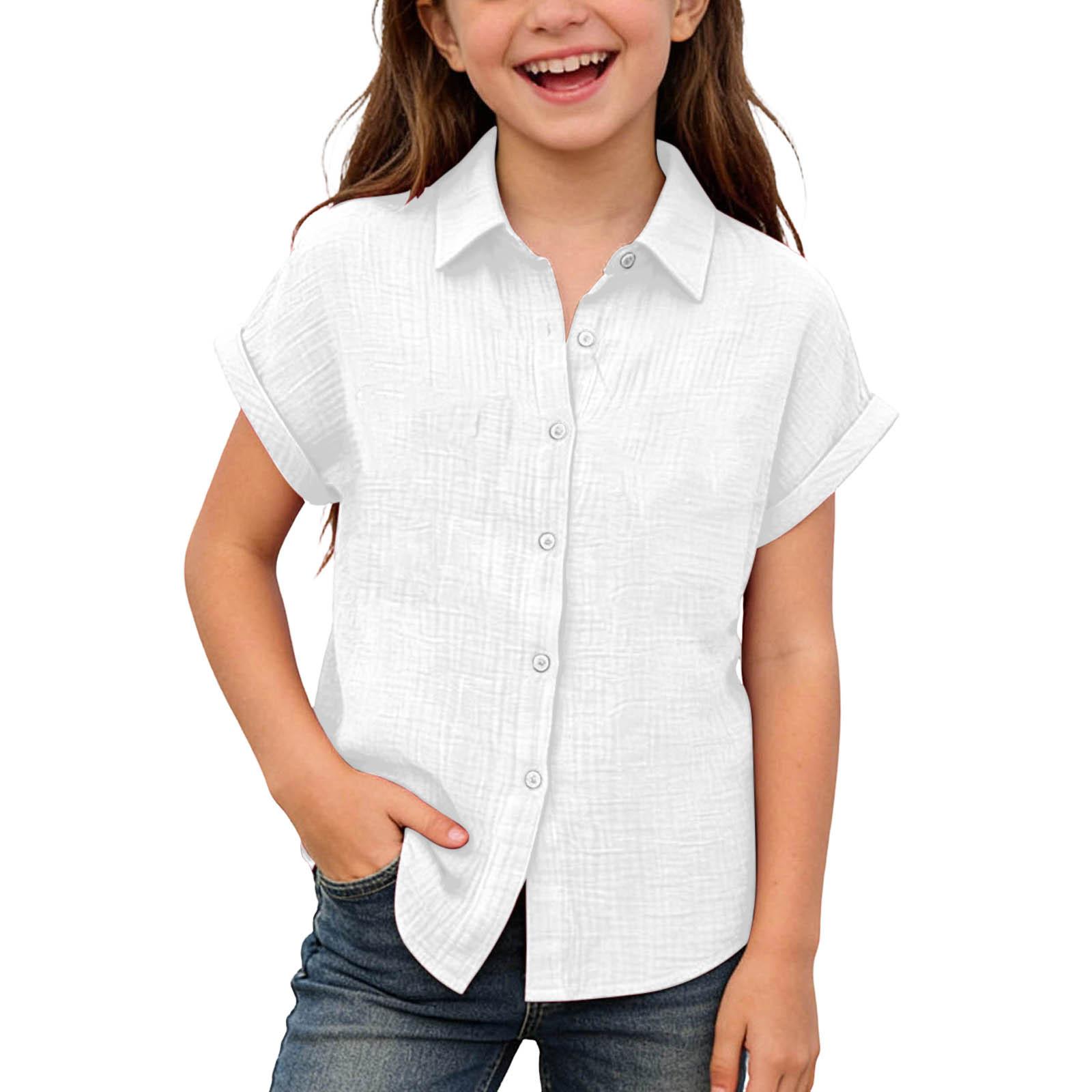 

Children Fashion Loose Fit Casual Shirt Lightweight Button Down Short Sleeve Top Comfortable Summer Wear for Boys Girls 120