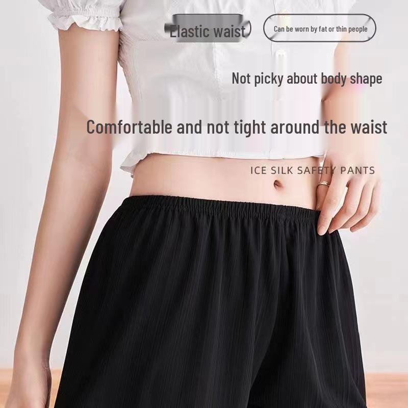 Ice Silk Women's Safety Shorts - High Elastic, Seamless, Breathable, Anti-Exposure Leggings for Summer
