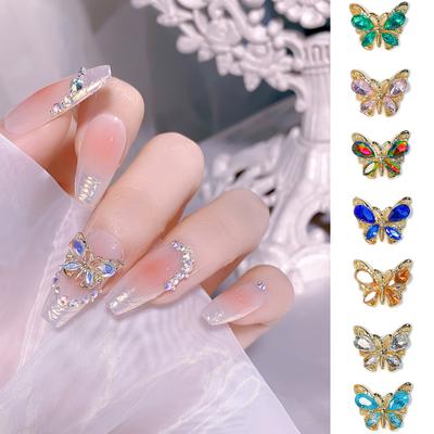 5 stücke 3D Super Shiny Legierung Schmetterling Ornament Kristall Strass Zirkon Nagel Schmuck Nail art Dekoration