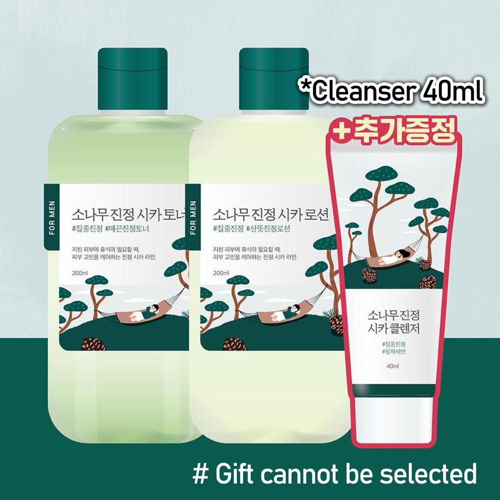 ROUND LAB For Men Pine Calming Cica Toner 200ml + Lotion 200ml Set(+ Cleanser 40ml or Toner/Lotion 20ml)
