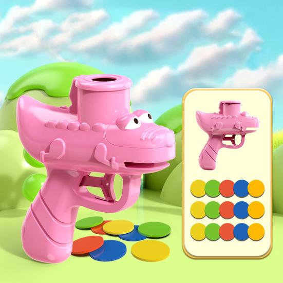 Cartoon Crocodile Disc Launcher Toy with 15 EVA Discs Outdoor Garden Backyard Lawn Park Kids Flying Disc Shooter Game Toddlers Boys Girls Gift