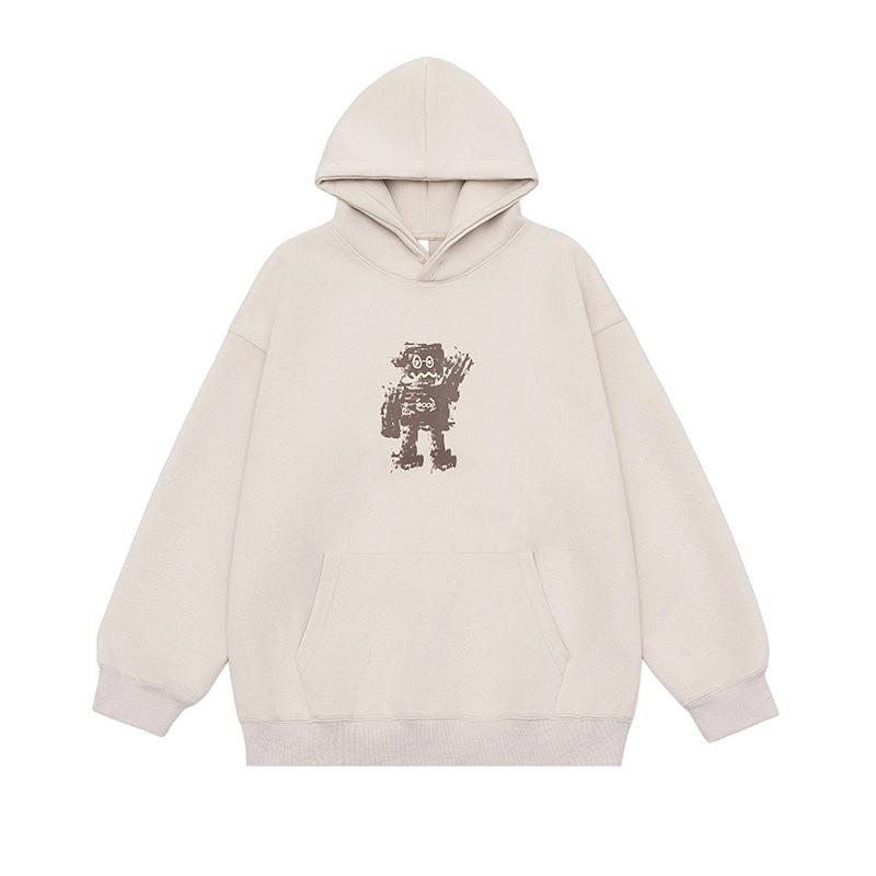 New Autumn Fun Pattern Printed Hooded Sweatshirt for Men and Women Couples Loose Jacket