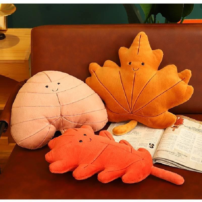Cozy Leaf Pillow Plush Toy Decorative Cushion For Kids Room Green Plant Decor