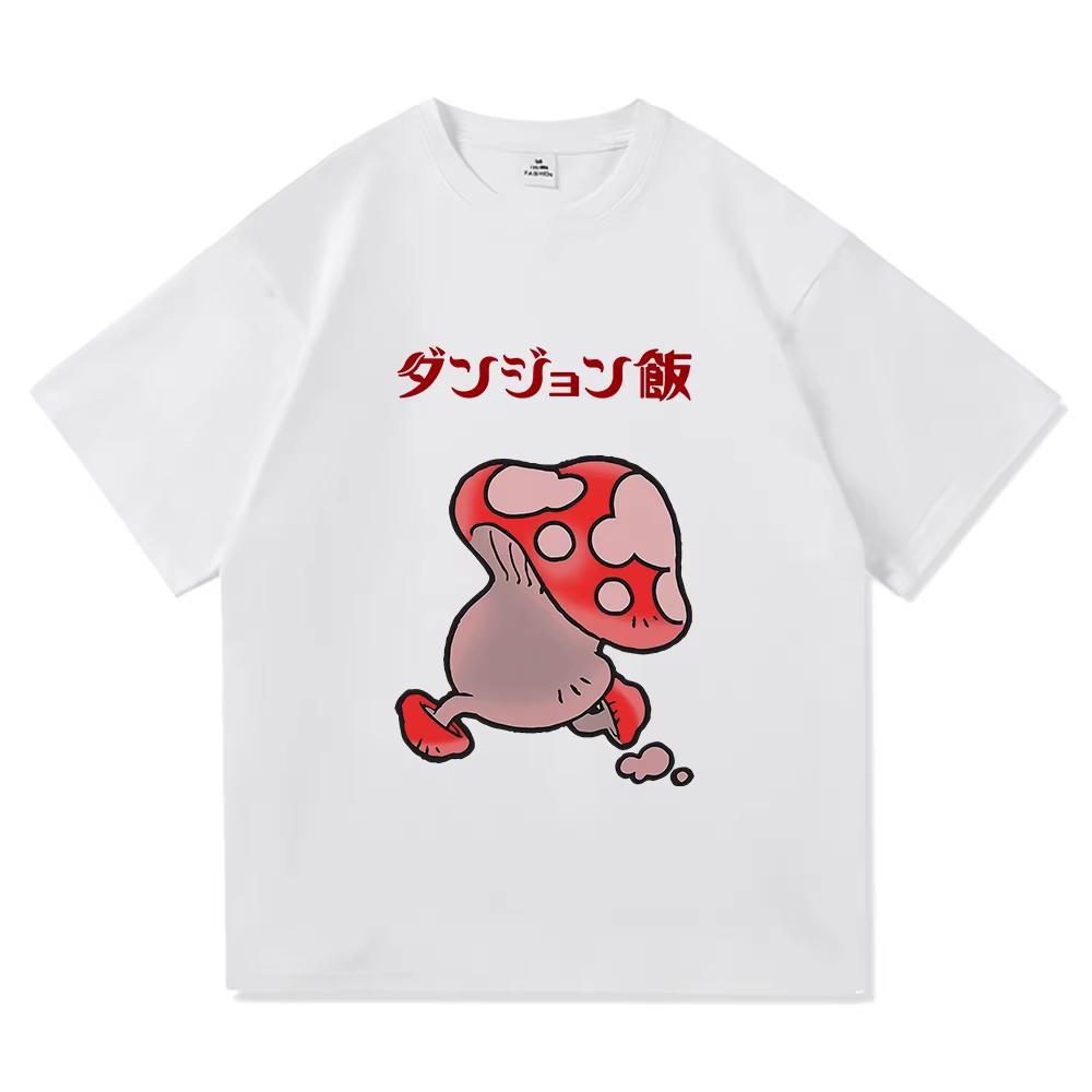 Vintage Lavé Délicieux dans le Donjon Donjon Meshi Laios Touden Falin Anime Imprimé T-shirt en Coton Hommes Femmes Tee Été Décontracté Mode Vêtements Hauts