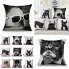 Adorable Cute French Bulldog Pattern Linen Throw Pillow Case For Trendy Home Decor